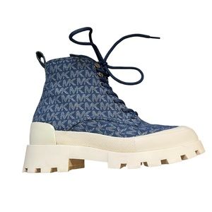 Michael Kors Payton Denim Jacquard Combat Boot in great condition.